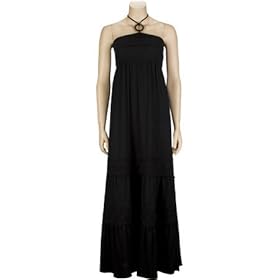 FULL TILT Crochet Trim Full Length Dress - Black