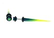 Fake Acrylic Taper - Blue, Green and Yellow with Green Star Logo - 16g Wire Stud - 6 Gauge - 41mm Length - Sold as a Pair