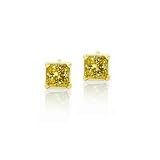 1/5 Carat tw treated Yellow Diamond Stud Earrings in 14K Yellow Gold