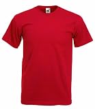 Fruit of the Loom V-Neck plain short sleeve t-shirt Red Large (41" - 43" inch chest)