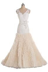 Mermaid Open-Back Spaghetti Strap Tulle Natural   Waistline Wedding Dress 