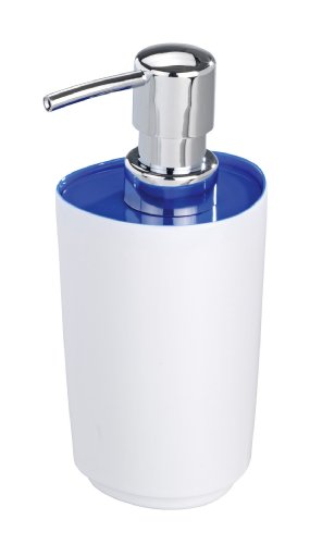 Wenko 19458100 Seifenspender Alcamo - Melamin, F&uuml;llmenge, wei&szlig; / blau