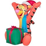 Over 3 Ft Tall - Gemmy Christmas Airblown Inflatable - Disney - Happy Tigger with Present