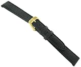 14mm Di-Model Softpig Stitched Genuine Pigskin Leather Black Watch Band Regular