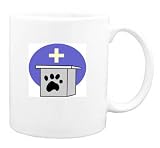 Mug with vet, examination, paw, veterinarian, pet, animal, table