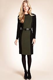 Autograph Slash Neck Colour Block Military Dress