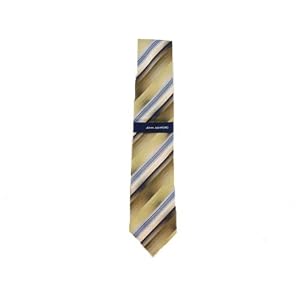 John Ashford Diagonal Stripe Silk Tie Green, White and Grey Striped