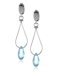 Italian Sterling Silver Swarovski Crystal Loop Drop Earrings