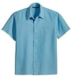 Upscale Men's 100% Sava Silk Short Sleeve Camp Shirt - Ocean Blue