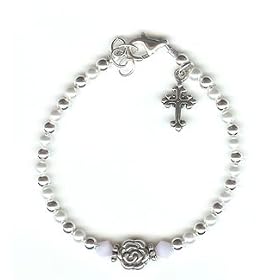 ~ Chloe Emma Pink Rose Christening Bracelet