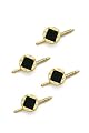 Solid 14K Gold and Diamonds Stud Set with Diamond Shaped Onyx
