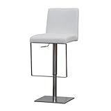 IMAGE OF Contoured Bonded Leather Adjustable Height Barstool Color: White