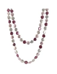 48" 14KW 12-13mm dyed plum, lavendar, and grey freshwater cultured coin pearl necklace.