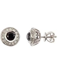 Black White Diamond Studs Earrings 14k White Gold (1 1/3 Cttw, Vs Clarity, F Color)