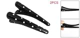 2 x Single Prong Dot Printed Barrette Hair Clips Black