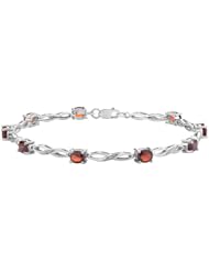 Garnet Infinity Bracelet 3.0 Carat (ctw) with Diamonds in 10K White Gold