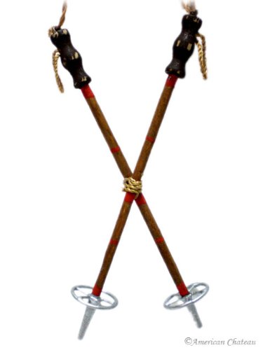 Vintage Retro Wooden Ski Poles Christmas Xmas Ornament
