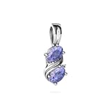 14K White Gold Oval Genuine Tanzanite Pendant