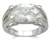 Antique Style CZ Rings - Sterling Silver 4 Carat East & West Cushion Cut CZ Ring