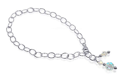 Sterling Silver Clear Crystal Anklet Made with Swarovski Elements