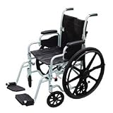 Drive Medical Poly Fly Light Weight Transport Chair Wheelchair with Swing-away Footrest, Silver, 18