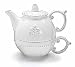 Kitchen & Housewares : TEAPOT white pot Fleur D lis TEA for ONE fluer de lys