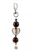Key Chain / Purse Clip - K3 - Murano Style Glass ~ Purple Heart and Round Beads with Heart Charm