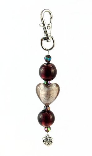 Buy Key Chain / Purse Clip - K3 - Murano Style Glass ~ Purple Heart and Round Beads with Heart Charm online at Discounted New and Used prices. Delivered to your door with Off-The-Bookshelf.