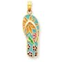 14k Enameled Flowers on Aqua Flip Flop Pendant