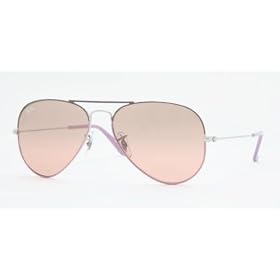 Ray Ban RB3025 Aviator Large Metal 073 3E Sunglasses Silver+Gray+Pink Frame With Crystal Pink...