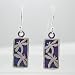Sterling Silver and Purple Patina Rectangle Dragonfly Earrings, #9157