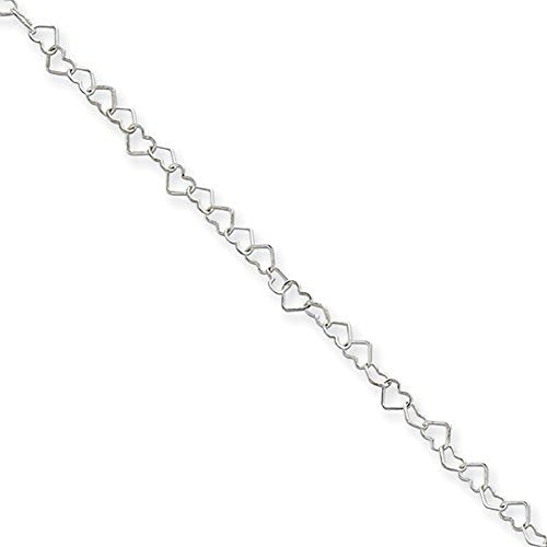 Sterling Silver Fancy Heart Link Necklace, 24 inch x 3.5mm, Jewelry Chains and Necklaces for Women