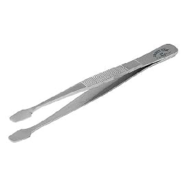 Grobet 57926 4-1/2" Stamp Straight Forceps with Round Spade Tip