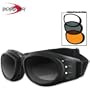 Bobster Cruiser 2 Goggles,Black Frame/3 Lenses (Smoked, Amber and Clear),one size