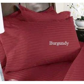 SOHO Egyptian Cotton 1000 Thread Count Sateen Stripe 3 -Pc Duvet Cover Set Burgundy - Full.