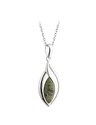 [CJS45265] Sterling Silver Drop Style Pendant with Connemara Marble