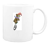 Mug with circus, trick, unicycle, bear, animal, riding, balance