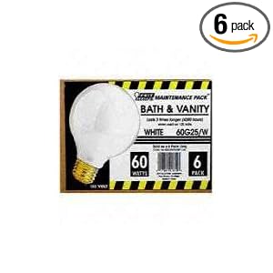 Feit Electric 60G25 W MP-130 60-Watt G25 Globe Bulb, White, 6 Pack by Feit Electric