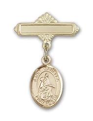 14K Gold Baby Badge with St. Isabella of Portugal Charm and Polished Badge Pin