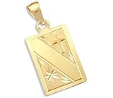 31I48RoRT L. SL160  14k Yellow Gold Cross Dog Tag Plate Charm Pendant New