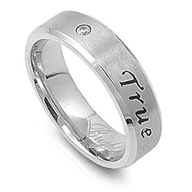 Stainless Steel Plain Ring - True Love Waits - Size : 5