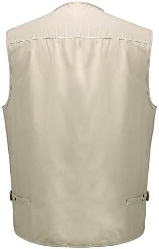 Deobox Men Fhising Travels Sports Oversize Pockets Outdoor Vest Light Khaki1(Thin) US M(Asia XL)
