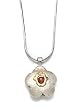 Flower Pouffe Necklace with Hamsa - 14K gold Hamsa and inlaid garnet, by Neta
