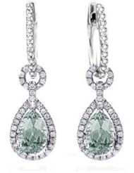 3.77Ct Dangling Amethyst & VS Diamond Hoop Earrings 14K Gold