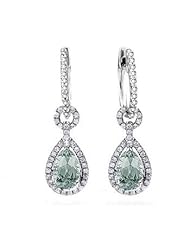 3.77Ct Dangling Amethyst & Diamond Hoop Earrings 18k Gold