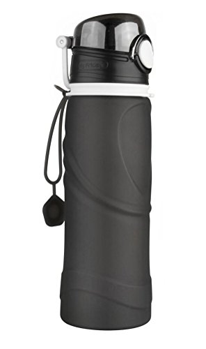 ERollDeep 750ml (26oz) Collapsible Portable BPA Free Silicone Leak Proof Water Bottle Idal for Climbing Camping Biking Outdoor Activies
