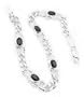 Black Onyx Sterling Silver Figaro Chain Link Bracelet