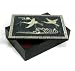 Silver J Wooden mother of pearl jewellery box, wood trinket case, green crane