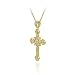 18K Gold over Sterling Silver Diamond Accent Filigree Cross Pendant image 2