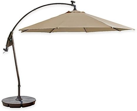 11-Foot Round Solar Cantilever Umbrella Sunbrella fabric